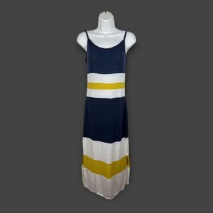 Anthropologie Ella Mara Marietta Maxi Tank Dress Soft Blue Yellow White Small